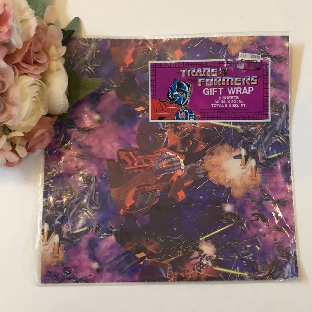 Transformers Wrapping Paper 1984 Optimus Prime in Package Vintage Transformer